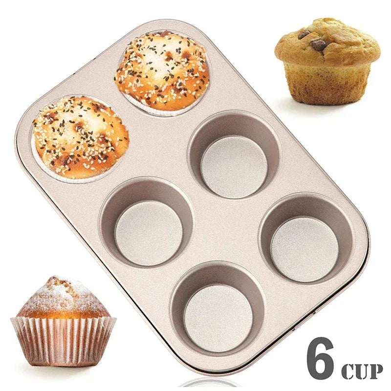 6 Cup Cupcake Baking Tray - Easy Release Muffin Pan - Clarify.pk
