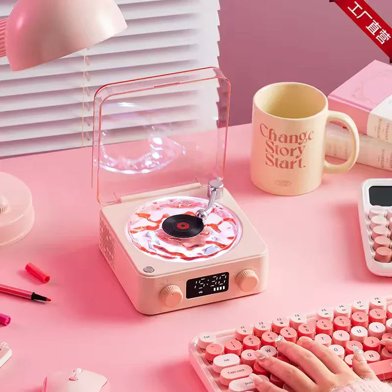 Retro Turntable Bluetooth Speaker with RGB Lights - Clarify.pk