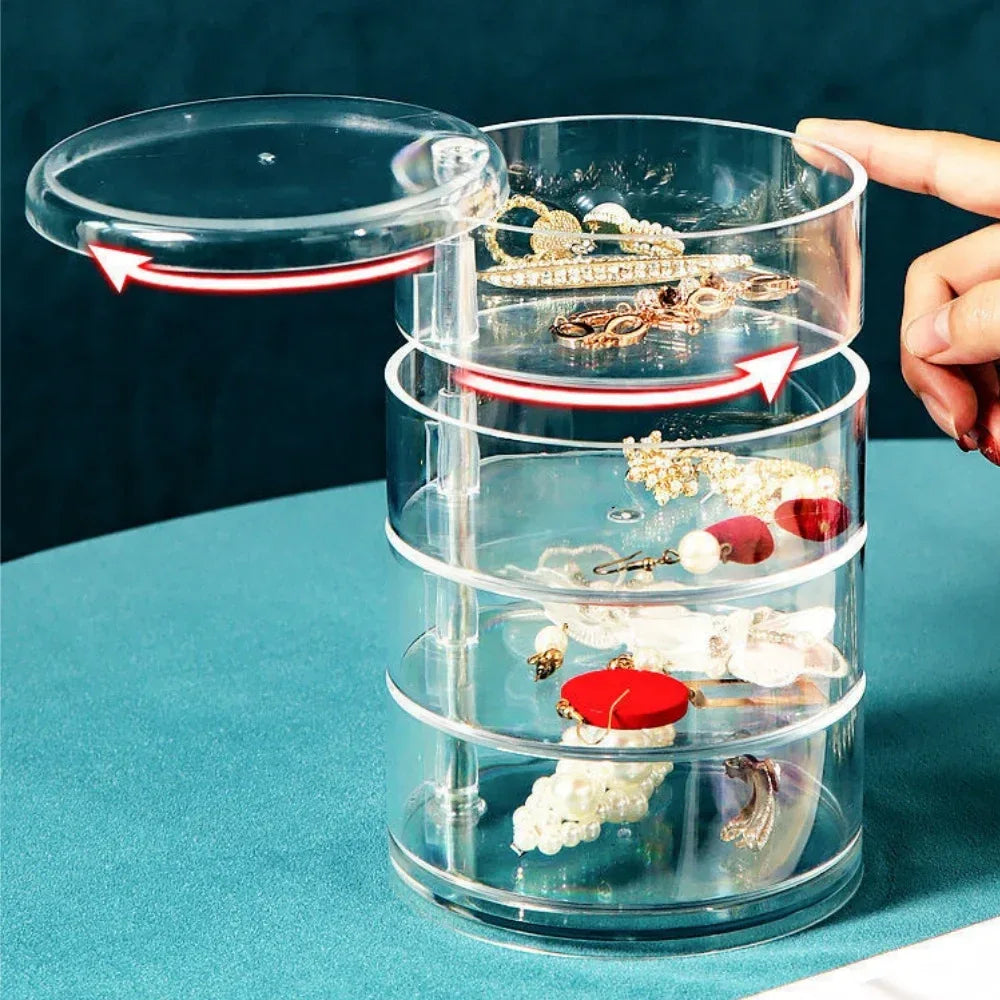 Rotating Jewelry Storage Box Clear Plastic Organizer | Trenducts.pk