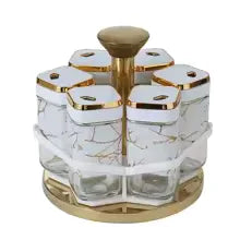 Rotating Spice Jar Set with 6 Glass Jars - Clarify.pk