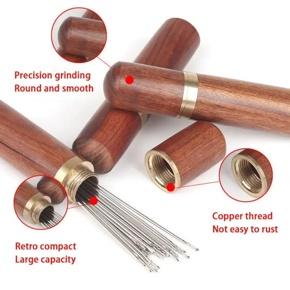 Sandalwood Needle Organizer - Durable Wood Case - Clarify.pk