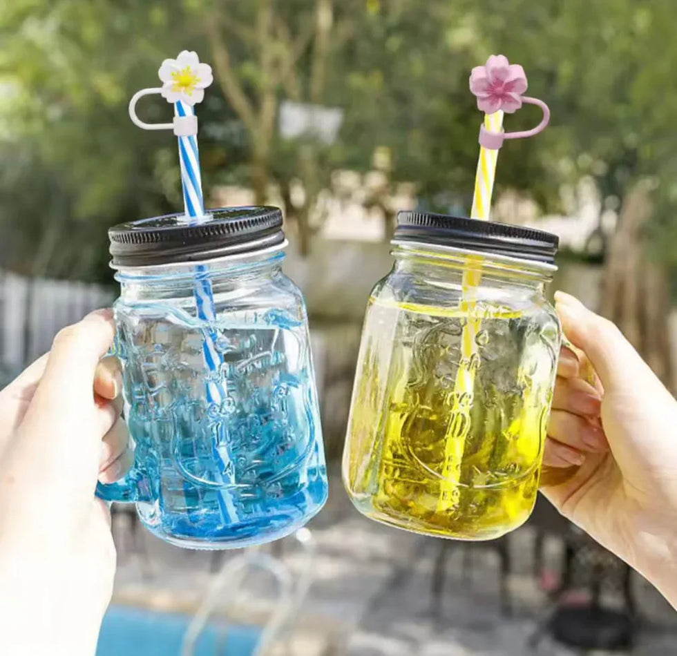 Set of 3 Silicone Straw Toppers Floral Design - Clarify.pk