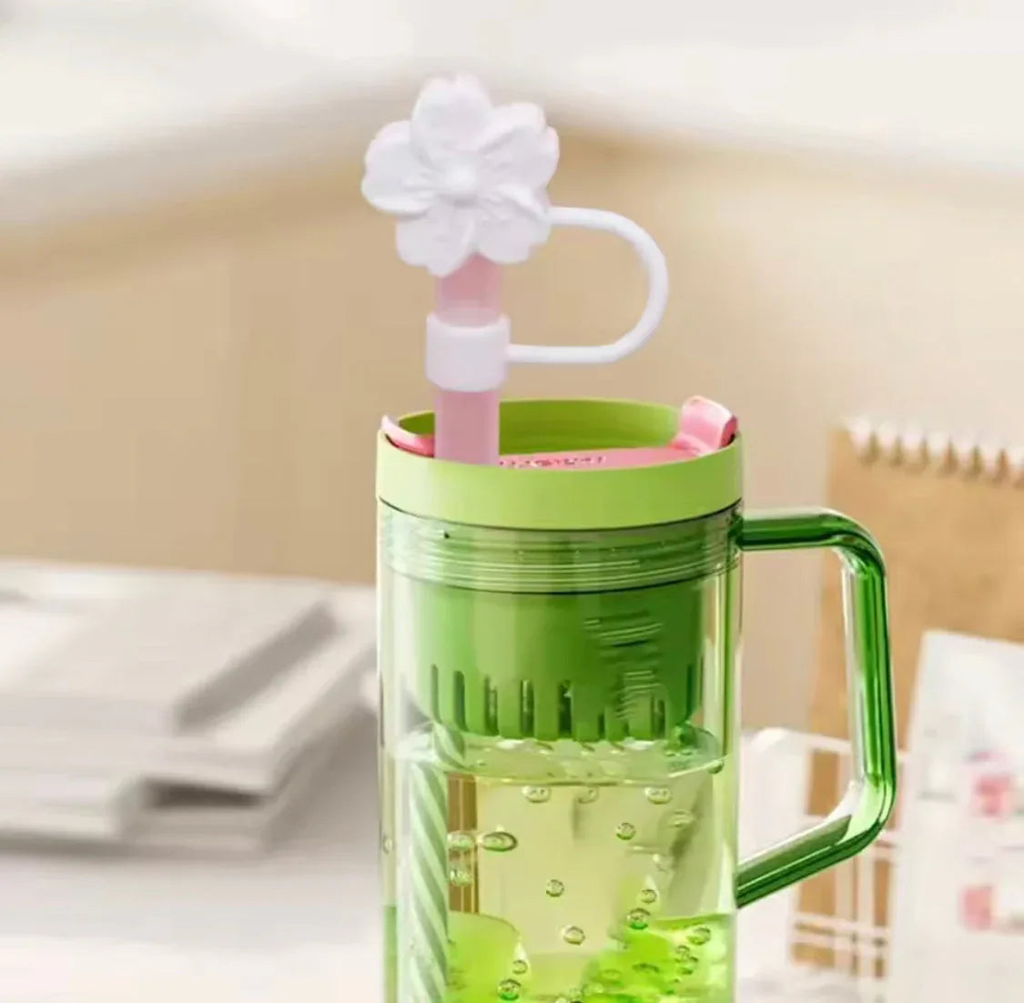 Set of 3 Silicone Straw Toppers Floral Design - Clarify.pk