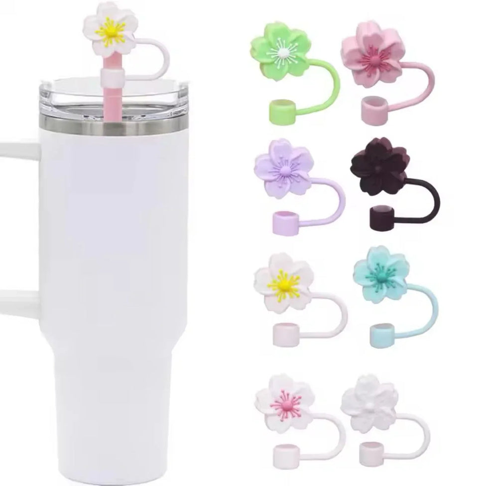 Set of 3 Silicone Straw Toppers Floral Design - Clarify.pk