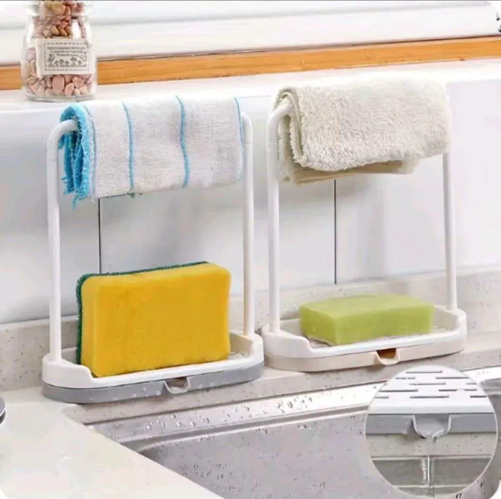 Sponge Holder for sink - Drip Tray & Towel Rack - Clarify.pk