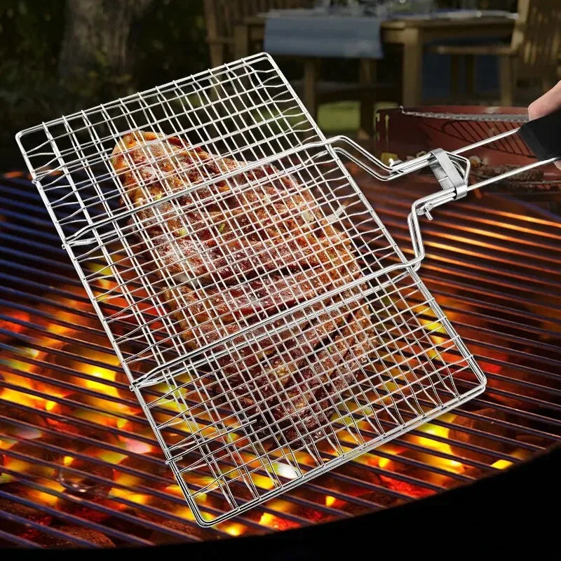 Stainless Steel BBQ Grill with Handle - Clarify.pk