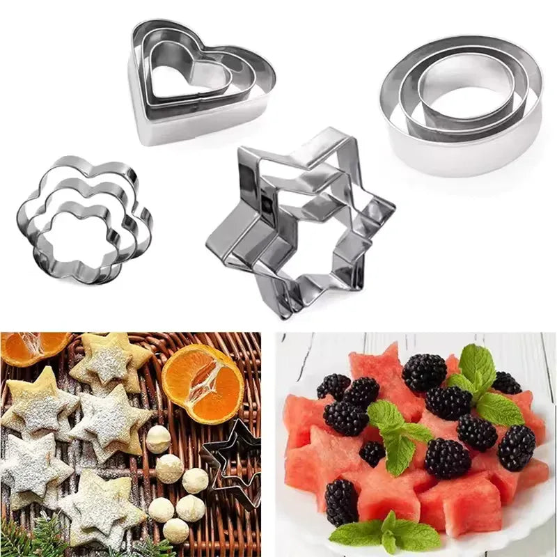 Pack of 12 Stainless Steel Cookie Cutters Set - Clarify.pk