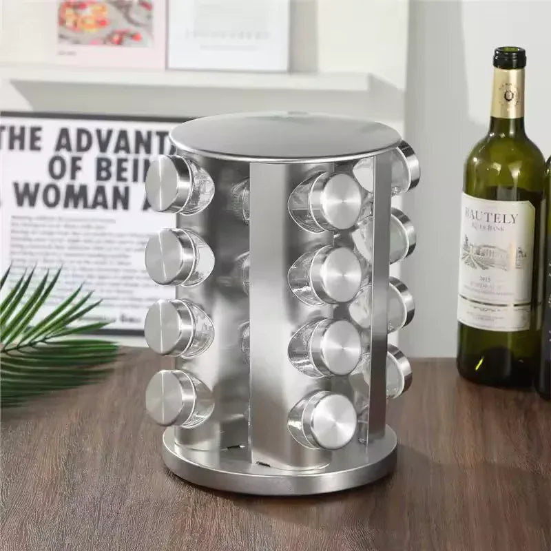 Stainless Steel Rotating Spice Rack Organizer - Clarify.pk