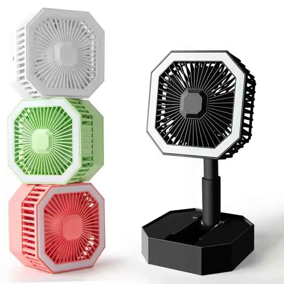 USB Rechargeable Mini Fan with LED Light - Clarify.pk