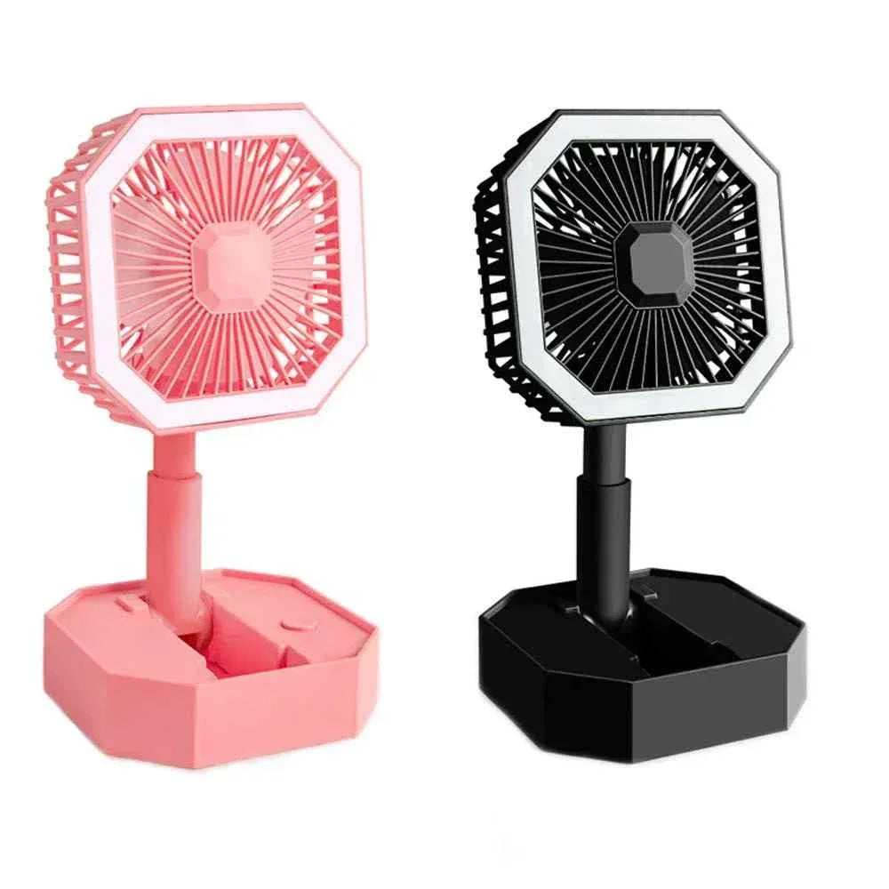 USB Rechargeable Mini Fan with LED Light - Clarify.pk