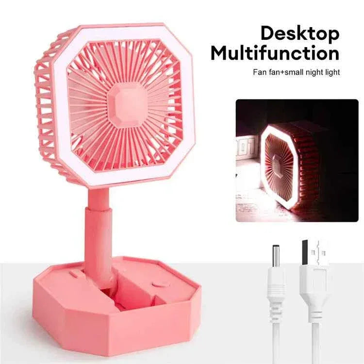 USB Rechargeable Mini Fan with LED Light - Clarify.pk