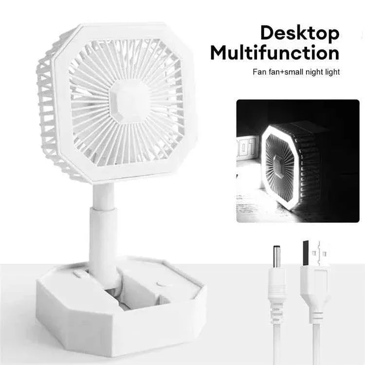 USB Rechargeable Mini Fan with LED Light - Clarify.pk