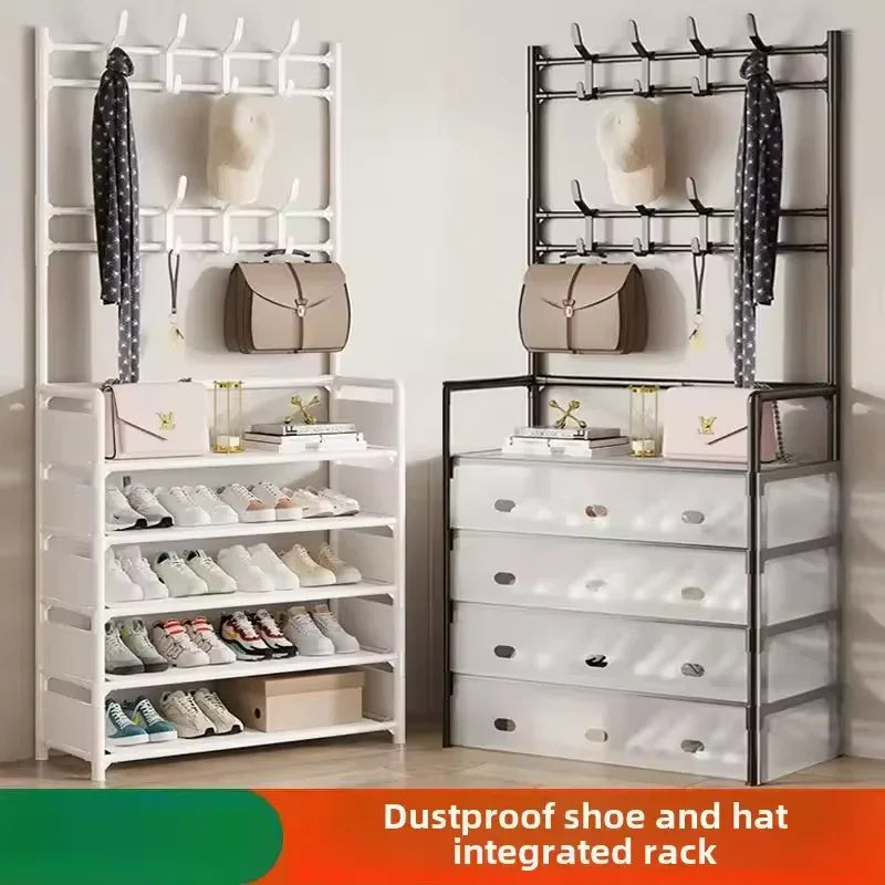 Multi-Functional 4-Layer Shoe and Coat Rack – 77cm Wide Dustproof Organizer - Clarify.pk