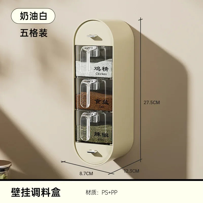 Wall Mounted Spice Box with Removable Containers (Each ) - Clarify.pk