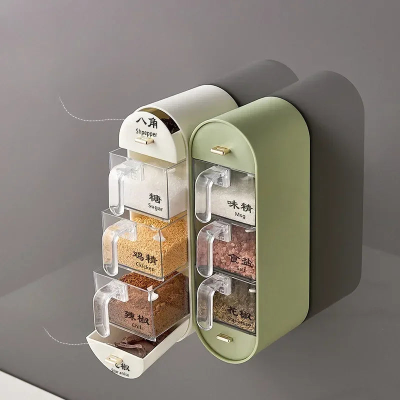 Wall Mounted Spice Box with Removable Containers (Each ) - Clarify.pk