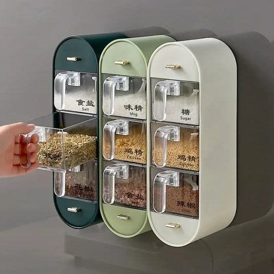 Wall Mounted Spice Box with Removable Containers (Each ) - Clarify.pk