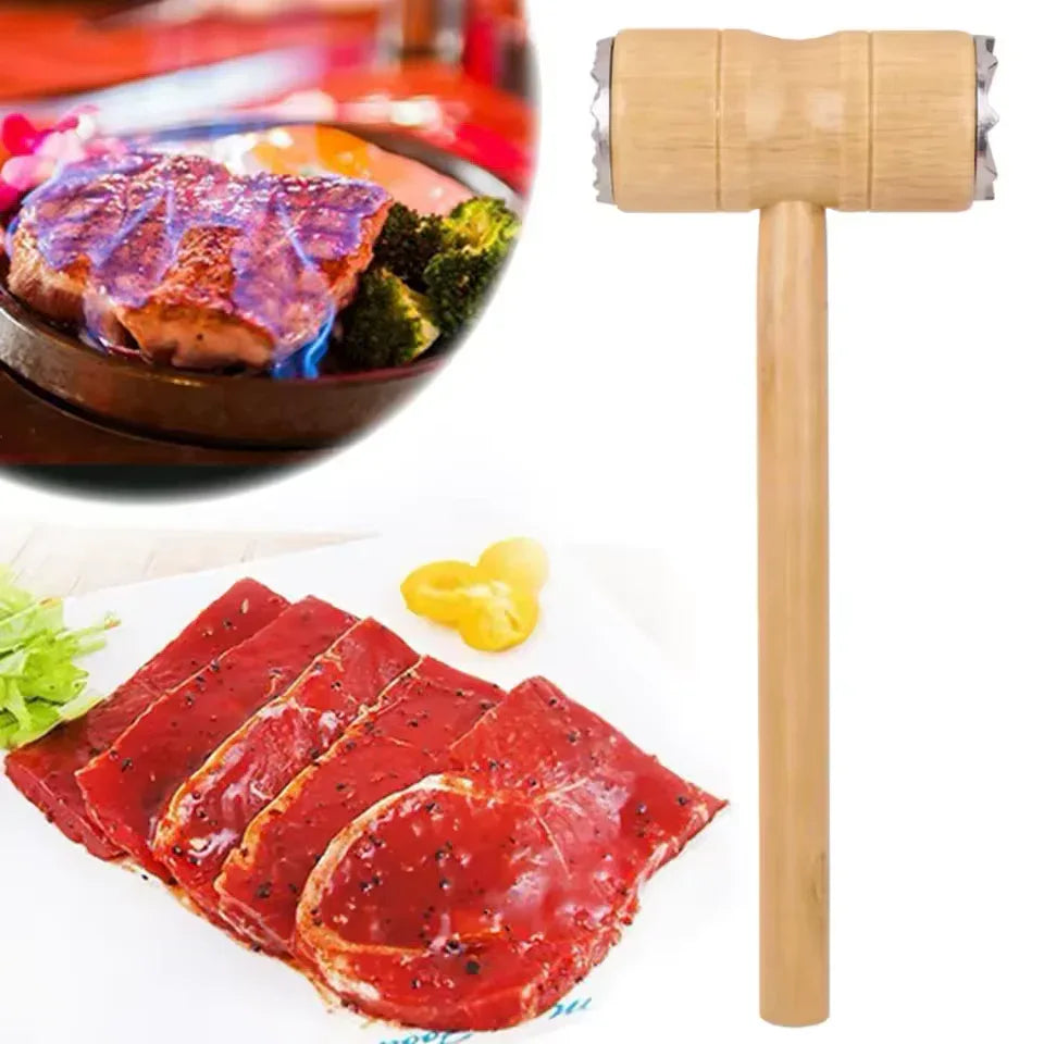 2 in 1 Wooden Meat Tenderizer Hammer for Kitchen - Clarify.pk
